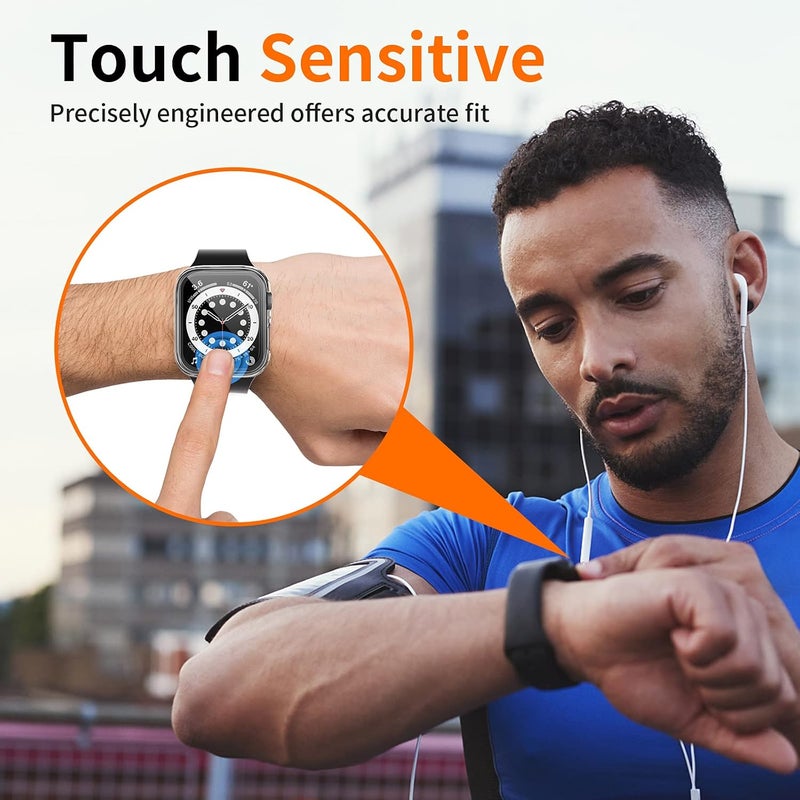 LK 2 Pack Hard PC Case with Tempered Glass Screen Protector Compatible for Apple Watch Series 6 SE 40mm, Ultra-Thin Overall Protective Cover for Apple Watch 6 SE 40mm (Clear) - Image 3